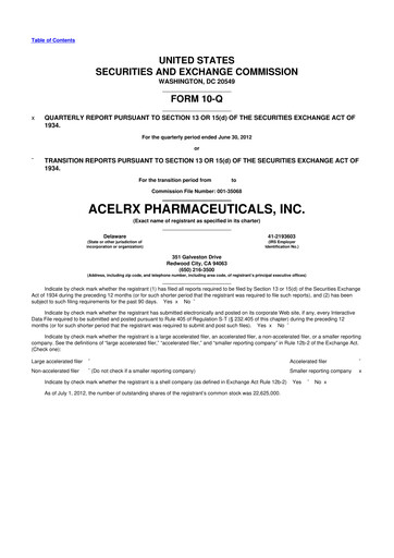 Thumbnail Talphera 10-Q Quarterly Report FY2012 