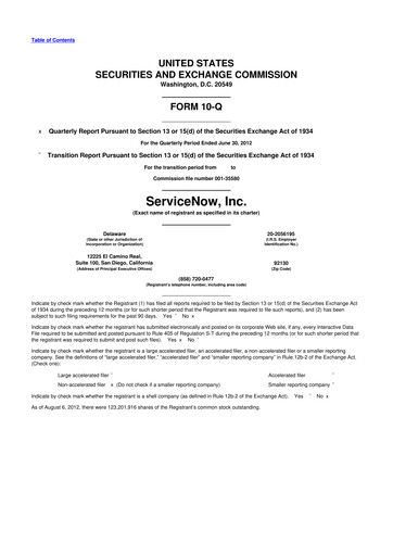 Vorschaubild ServiceNow 10-Q Quartalsbericht 2012 