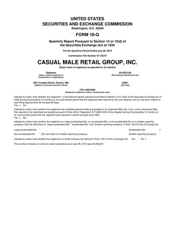 Thumbnail Destination XL 10-Q Quarterly Report FY2012 
