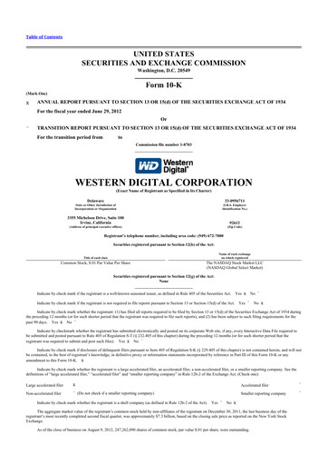 Thumbnail Western Digital 10-K Annual Report 2012