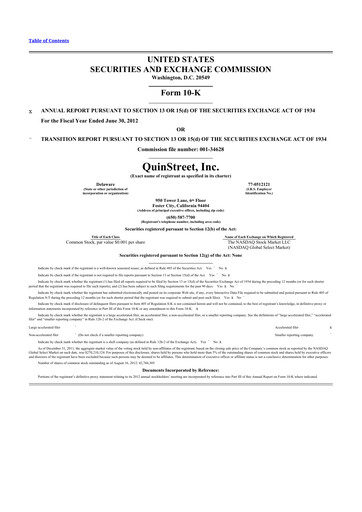 Thumbnail QuinStreet
 10-K Annual Report 2012