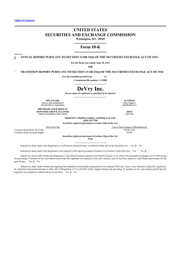 Thumbnail Adtalem Global Education
 10-K Annual Report 2012