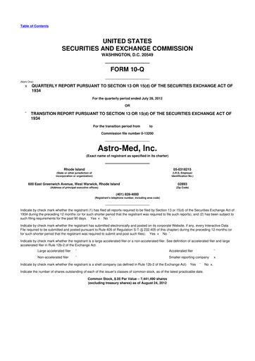Thumbnail AstroNova, Inc. 10-Q Quarterly Report FY2012 