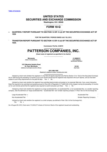 Miniature Patterson Companies
 10-Q Rapport trimestriel 2013 