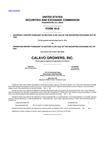 Thumbnail Calavo Growers
 10-Q Quarterly Report FY2012 