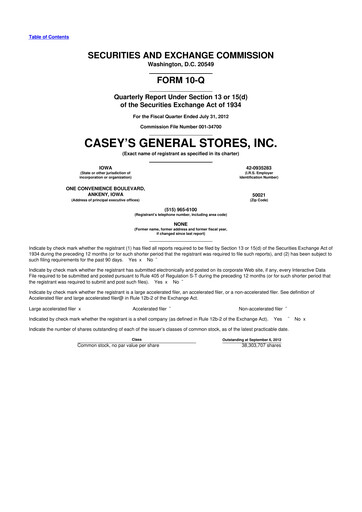 Thumbnail Casey's General Stores
 10-Q Quarterly Report FY2013 