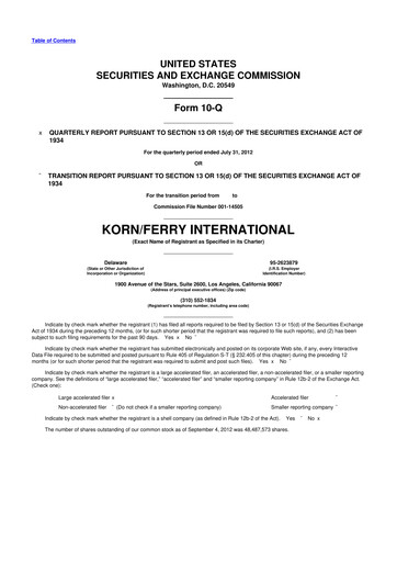 Miniature Korn Ferry
 10-Q Rapport trimestriel  