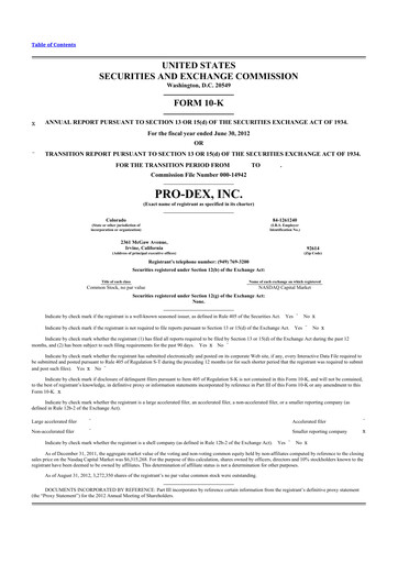 Thumbnail Pro-Dex 10-K Annual Report 2012