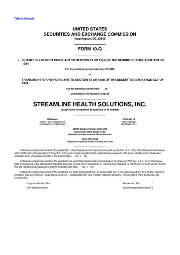 Thumbnail Streamline Health Solutions 10-Q Quarterly Report FY 