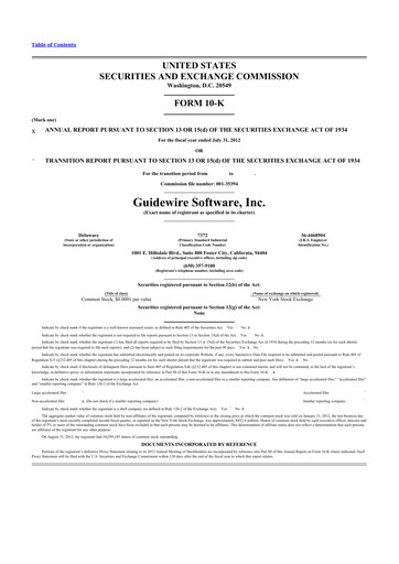 Thumbnail Guidewire Software
 10-K Annual Report 2012