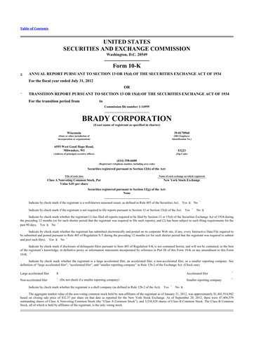 Thumbnail Brady Corporation 10-K Annual Report 2012