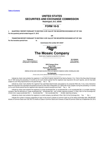 Thumbnail The Mosaic Company 10-Q Quarterly Report FY2013 