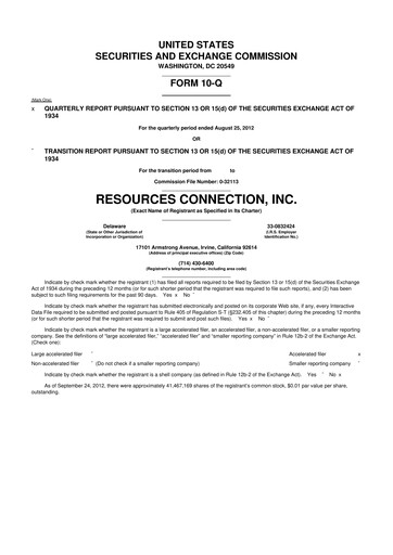 Thumbnail RGP (Resources Connection) 10-Q Quarterly Report FY2013 