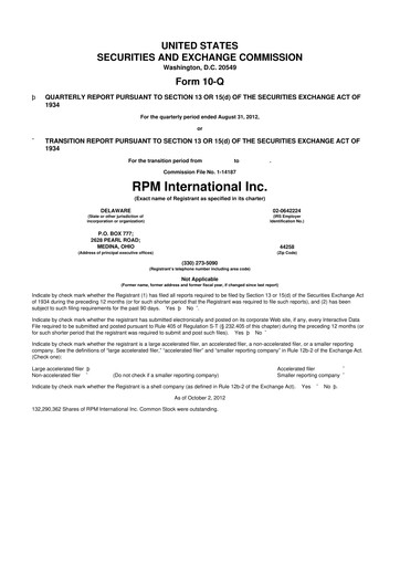 Thumbnail RPM International
 10-Q Quarterly Report FY2013 