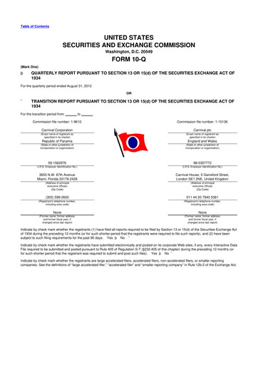 Thumbnail Carnival Corporation 10-Q Quarterly Report FY 