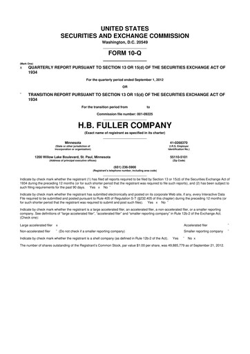 Thumbnail H.B. Fuller
 10-Q Quarterly Report FY 