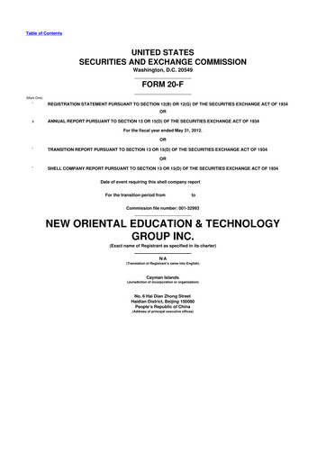 Thumbnail New Oriental 20-F Annual Report 