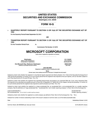Thumbnail Microsoft 10-Q Quarterly Report FY2013 