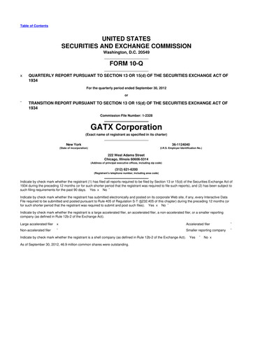 Miniature GATX 10-Q Rapport trimestriel 2012 
