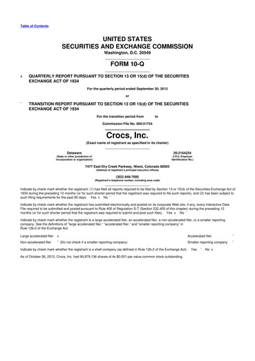 Thumbnail Crocs 10-Q Quarterly Report FY2012 
