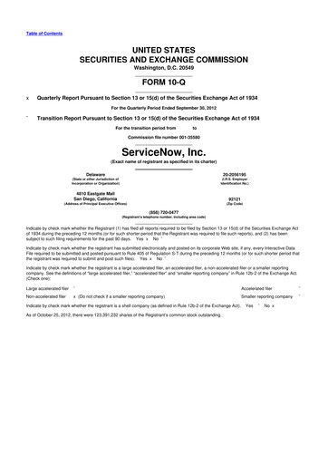 Vorschaubild ServiceNow 10-Q Quartalsbericht 2012 