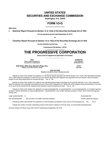 Thumbnail Progressive 10-Q Quarterly Report FY2012 