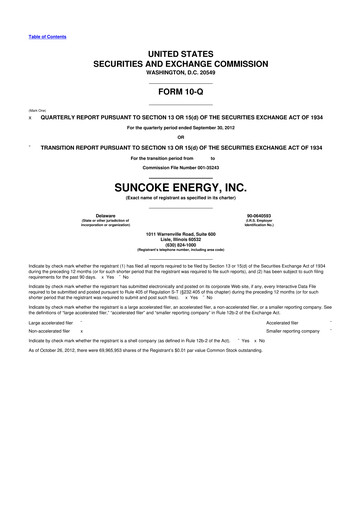 Thumbnail SunCoke Energy
 10-Q Quarterly Report FY2012 