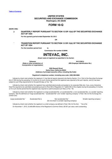 Thumbnail Intevac
 10-Q Quarterly Report FY2012 