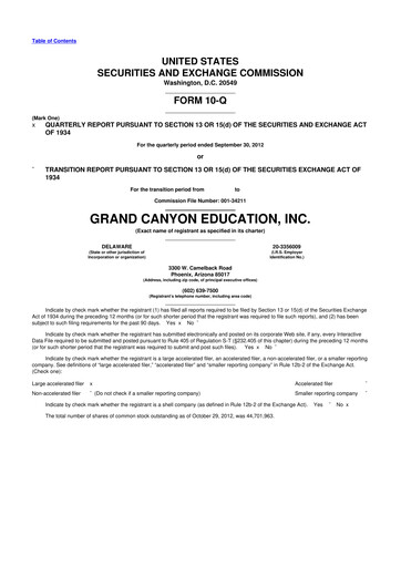 Thumbnail Grand Canyon Education 10-Q Quarterly Report FY2012 