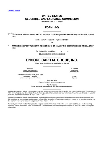Thumbnail Encore Capital Group 10-Q Quarterly Report FY2012 