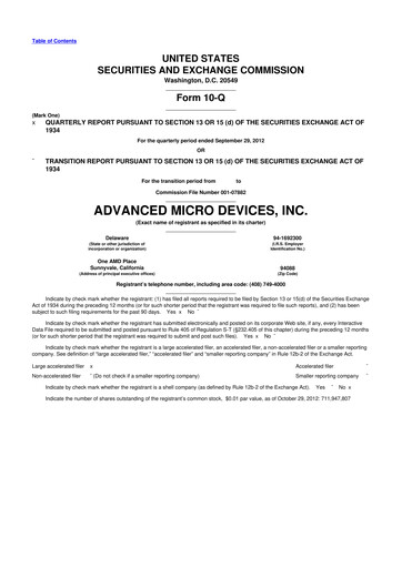 Thumbnail AMD 10-Q Quarterly Report FY2012 
