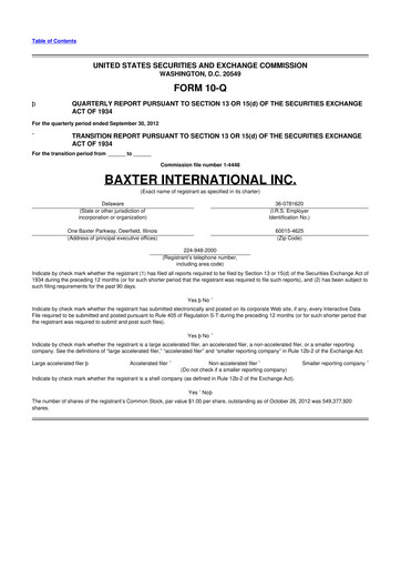 Thumbnail Baxter 10-Q Quarterly Report FY2012 