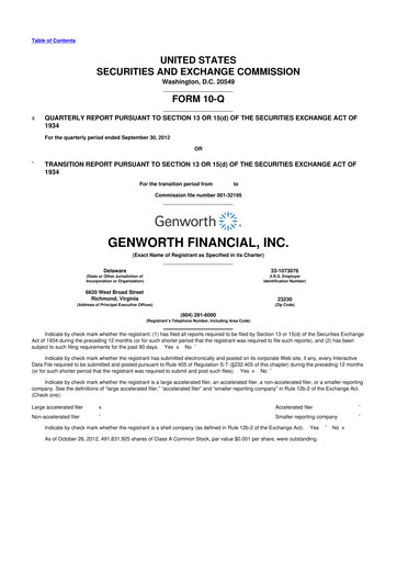 Thumbnail Genworth Financial
 10-Q Quarterly Report FY2012 