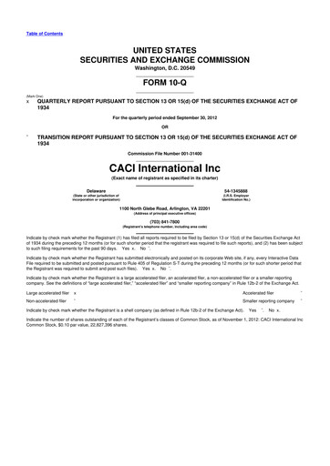 Thumbnail CACI International Inc 10-Q Quarterly Report FY2012 