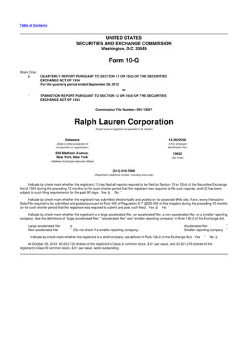 Thumbnail Ralph Lauren 10-Q Quarterly Report FY2013 