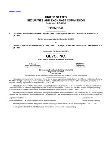 Vorschaubild Gevo 10-Q Quartalsbericht 2012 