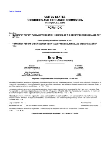 Thumbnail EnerSys 10-Q Quarterly Report FY 