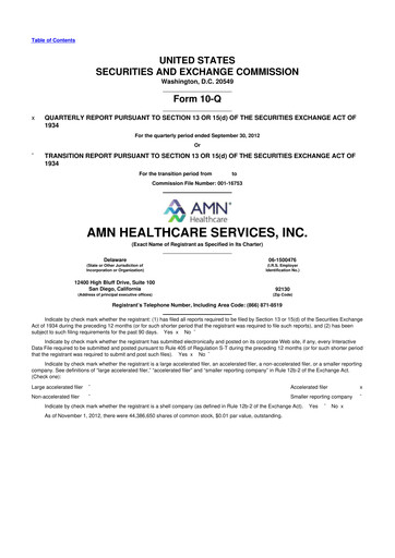 Thumbnail AMN Healthcare Services 10-Q Quarterly Report FY2012 