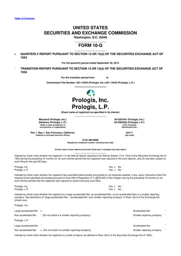 Thumbnail Prologis 10-Q Quarterly Report FY2012 