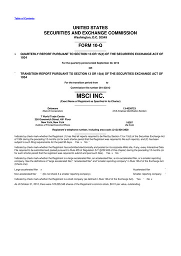Thumbnail MSCI 10-Q Quarterly Report FY2012 