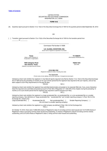 Thumbnail U.S. Global Investors 10-Q Quarterly Report FY2013 