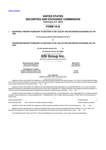 Miniature Novanta 10-Q Rapport trimestriel 2012 