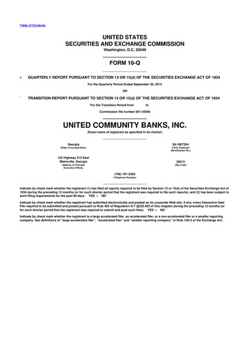 Thumbnail United Community Bank 10-Q Quarterly Report FY 
