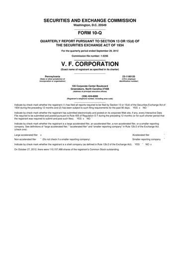 Thumbnail VF Corporation 10-Q Quarterly Report FY2012 