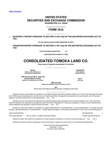 Thumbnail CTO Realty Growth 10-Q Quarterly Report FY2012 
