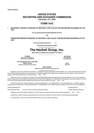 Thumbnail The Hackett Group

 10-Q Quarterly Report FY2012 