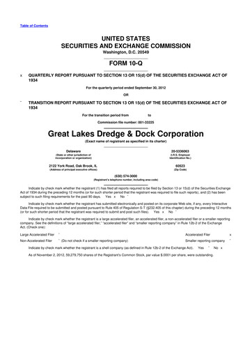 Thumbnail Great Lakes Dredge & Dock Corp. 10-Q Quarterly Report FY2012 