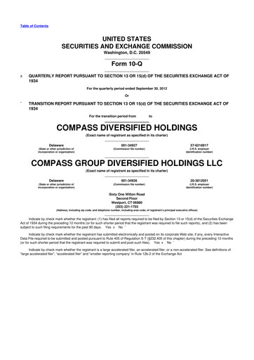 Thumbnail Compass Diversified Holdings 10-Q Quarterly Report FY2012 