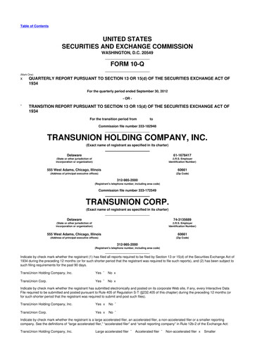 Thumbnail TransUnion 10-Q Quarterly Report FY 