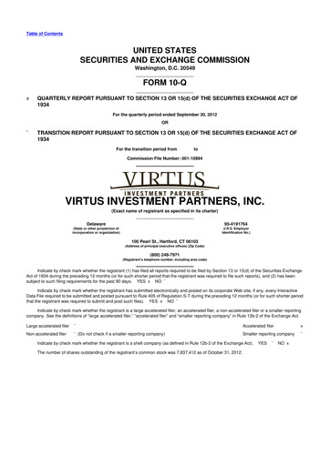 Thumbnail Virtus Investment Partners 10-Q Quarterly Report FY2012 